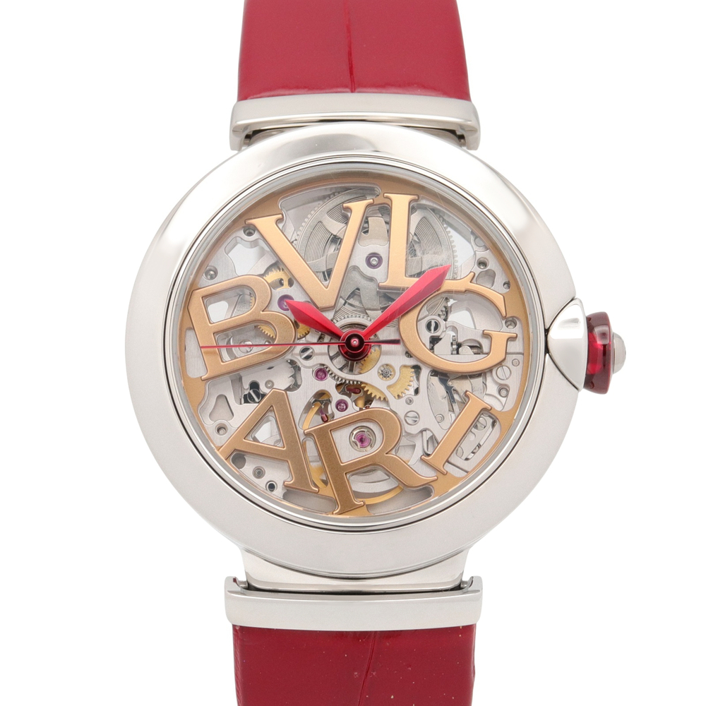 Bulgari Lucea Skeleton Watch, Stainless Steel, Leather Strap, Women's, Silver...